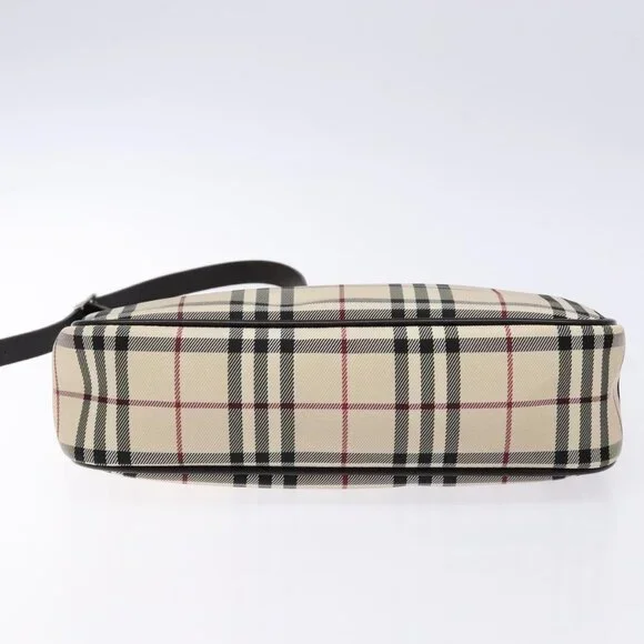 BURBERRY Nova Check Shoulder Bag Canvas Beige Silver Auth 1 - Picture 15 of 16